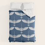 Japanese Crane Ornate Art Deco Blue & White Pattern Duvet Cover Gallery Image 6