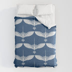 Japanese Crane Ornate Art Deco Blue & White Pattern Comforter Gallery Image 6