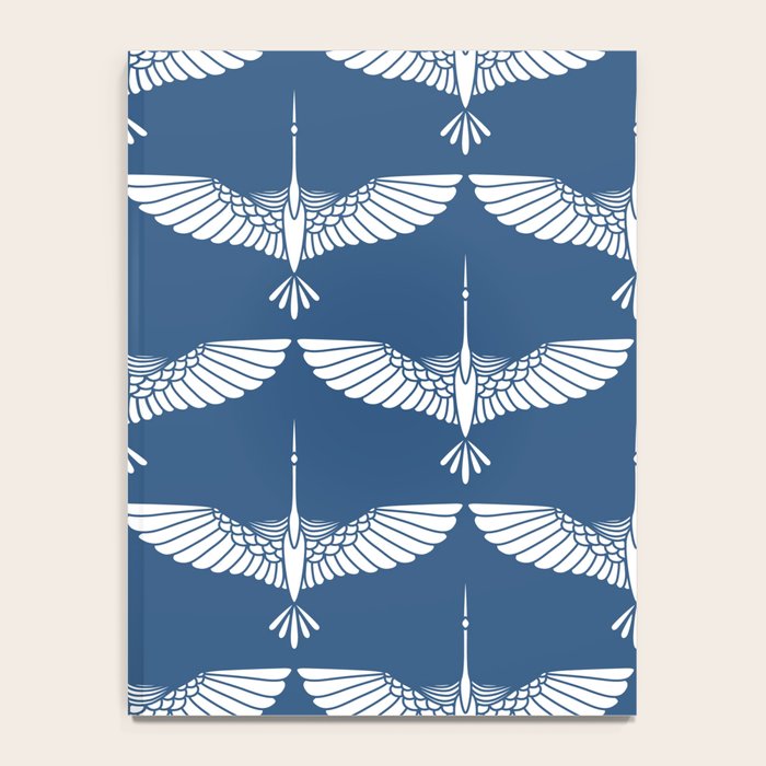 Japanese Crane Ornate Art Deco Blue & White Pattern Notebook Gallery Image 4