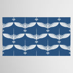 Japanese Crane Ornate Art Deco Blue & White Pattern Tablecloth Gallery Image 2