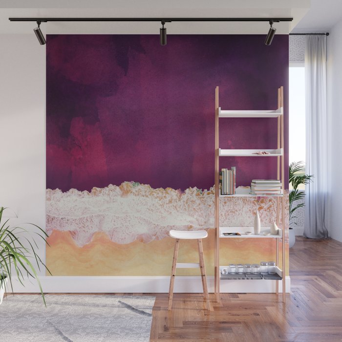 Maroon Ocean Wall Mural Gallery Image 1
