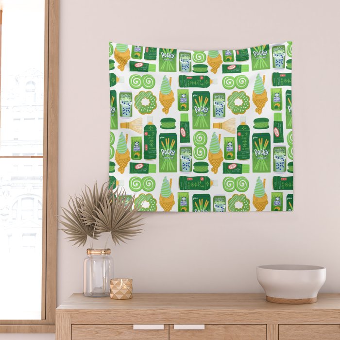 Matcha Green Tea Snacks Wall Tapestry Gallery Image 2