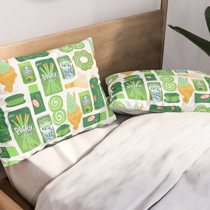 Matcha Green Tea Snacks Pillow Sham Gallery Image 2