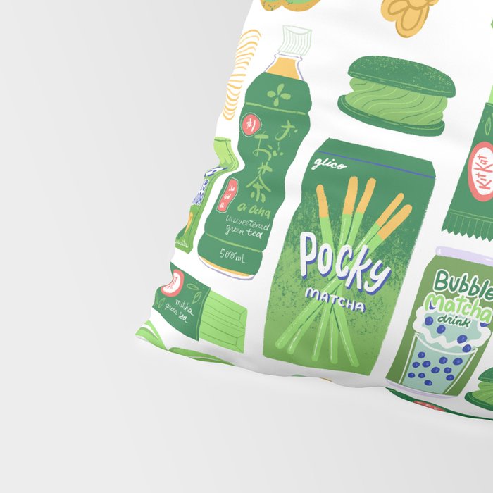 Matcha Green Tea Snacks Pillow Sham Gallery Image 4