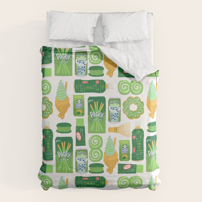 Matcha Green Tea Snacks Duvet Cover Gallery Image 1