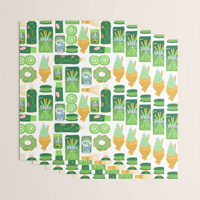 Matcha Green Tea Snacks Wrapping Paper Gallery Image 3