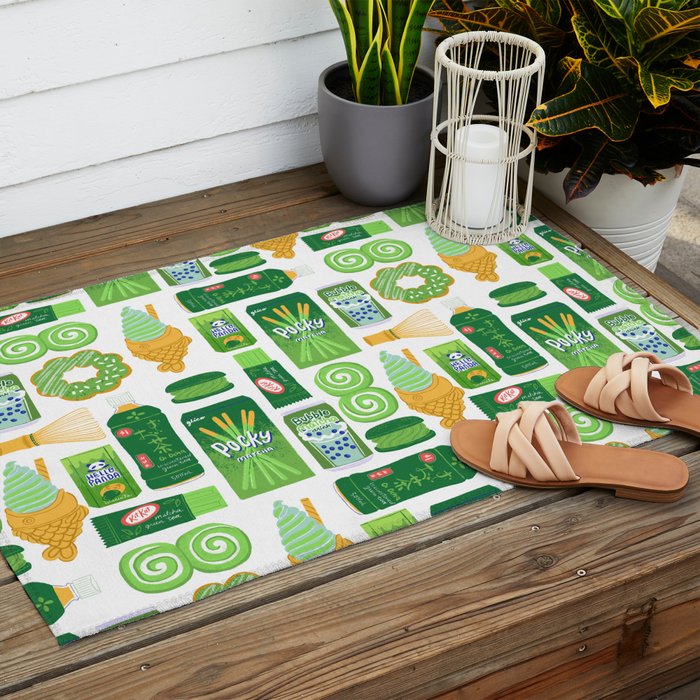 Matcha Green Tea Snacks Outdoor Rug Gallery Image 2