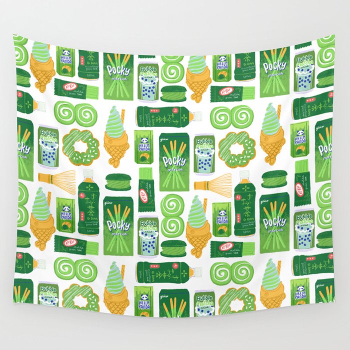 Matcha Green Tea Snacks Wall Tapestry Gallery Image 1
