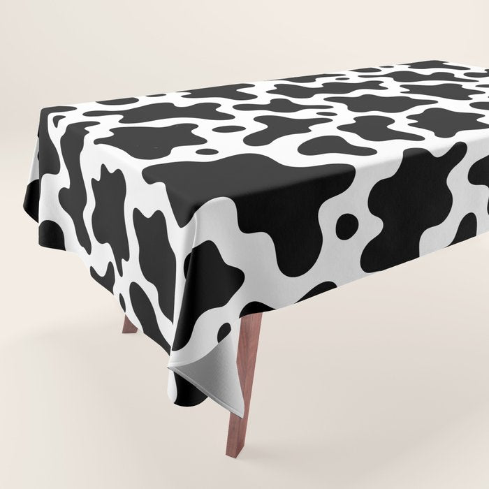 Abstract black and white cow print pattern Tablecloth Gallery Image 1