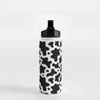 Abstract black and white cow print pattern Water Bottle Gallery Image 2
