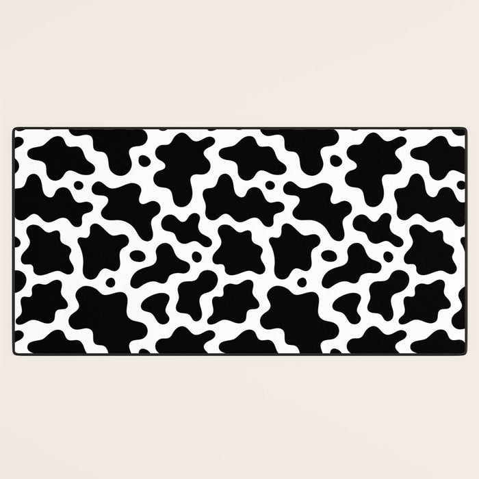Abstract black and white cow print pattern Desk Mat Gallery Image 3