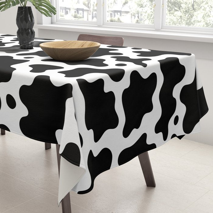 Abstract black and white cow print pattern Tablecloth Gallery Image 3