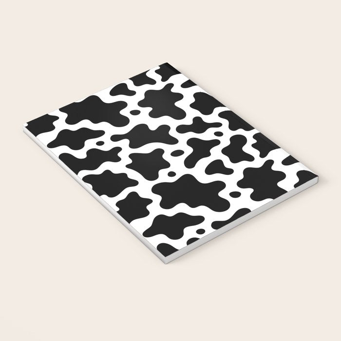 Abstract black and white cow print pattern Notebook Gallery Image 3