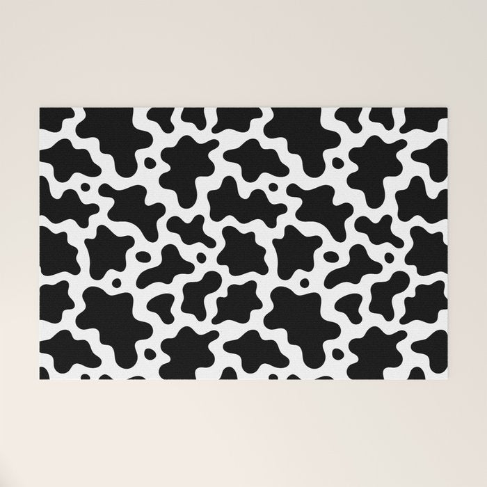 Abstract black and white cow print pattern Welcome Mat Gallery Image 1