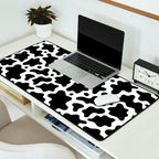 Abstract black and white cow print pattern Desk Mat Gallery Image 2