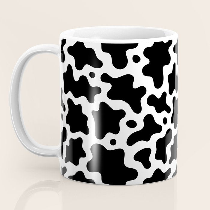 Abstract black and white cow print pattern Coffee Mug Gallery Image 3