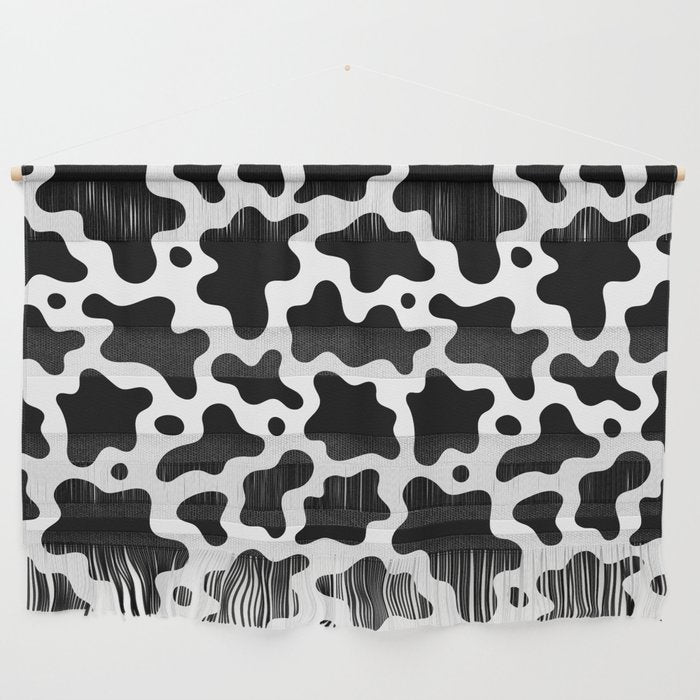 Abstract black and white cow print pattern Wall Hanging Gallery Image 1