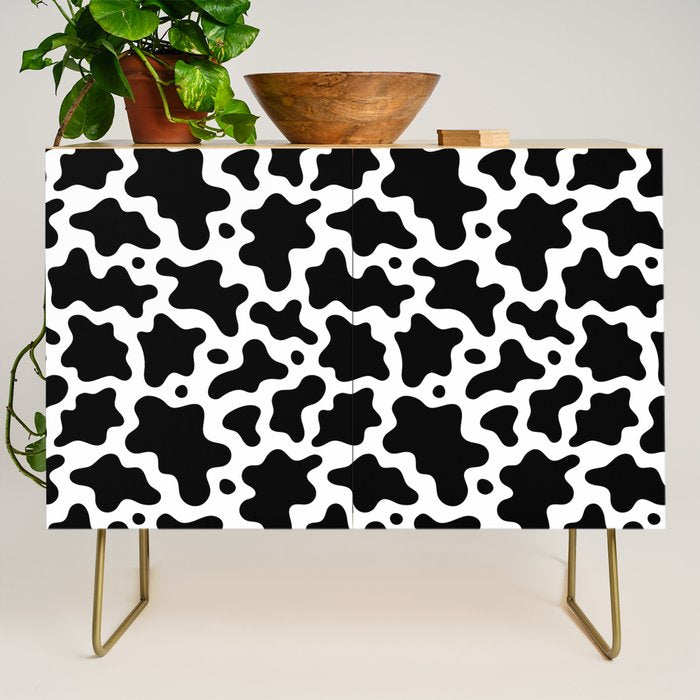 Abstract black and white cow print pattern Credenza Gallery Image 1