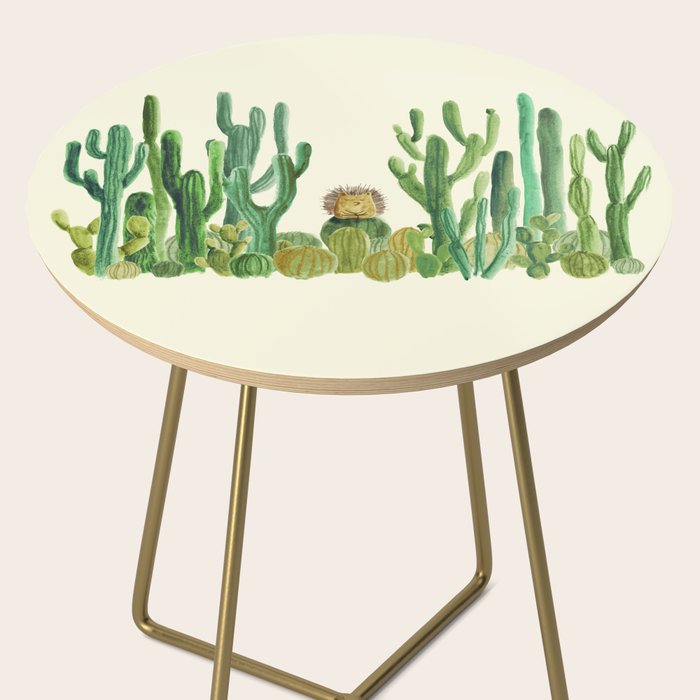 In my happy place - hedgehog meditating in cactus jungle Side Table Gallery Image 2