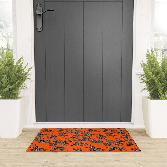 Fashionable black cheetah dance Welcome Mat Gallery Image 3