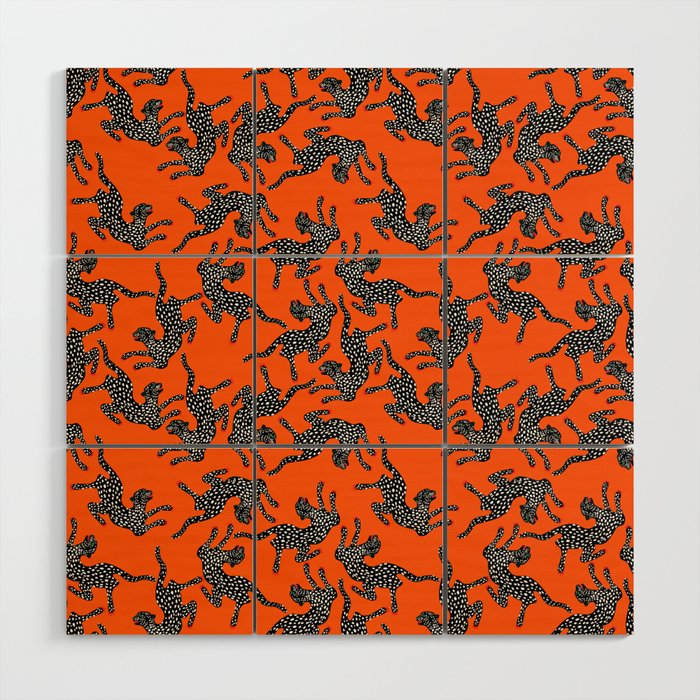 Fashionable black cheetah dance Wood Wall Art Gallery Image 1