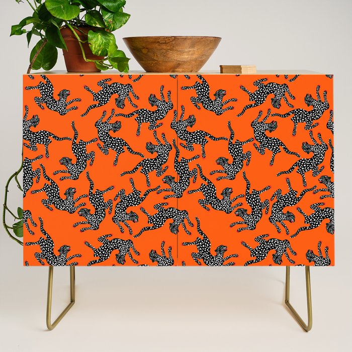 Fashionable black cheetah dance Credenza Gallery Image 1