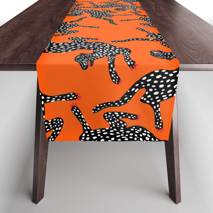 Fashionable black cheetah dance Table Runner Gallery Image 1