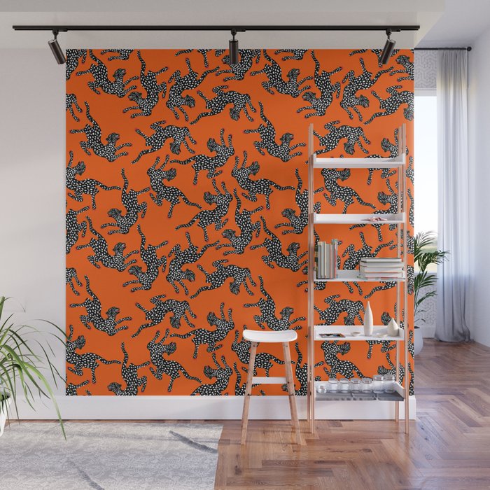 Fashionable black cheetah dance Wall Mural Gallery Image 1