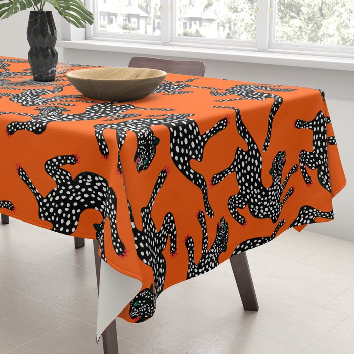 Fashionable black cheetah dance Tablecloth Gallery Image 3