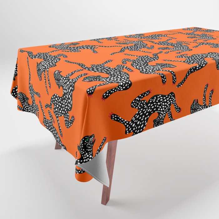 Fashionable black cheetah dance Tablecloth Gallery Image 1