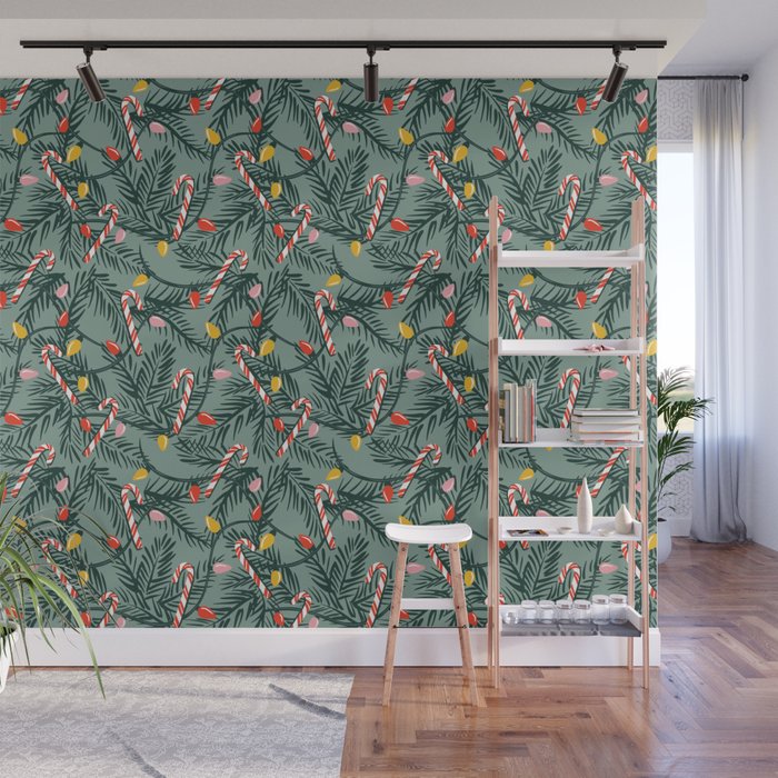 Candy Cane Christmas Wall Mural Gallery Image 1