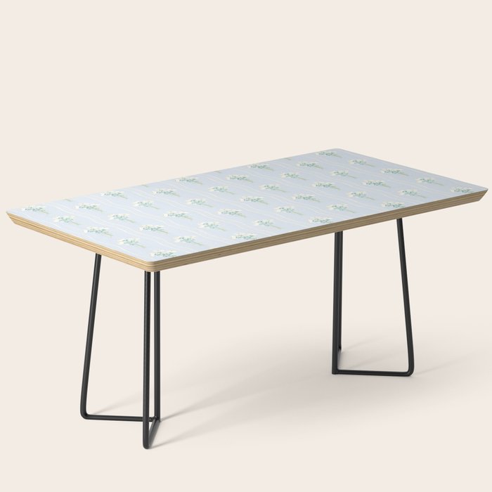 Delicate floral bouquets with vertical stripes - white jade green blue pattern Coffee Table Gallery Image 1