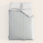 Delicate floral bouquets with vertical stripes - white jade green blue pattern Comforter Gallery Image 6