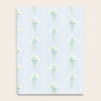 Delicate floral bouquets with vertical stripes - white jade green blue pattern Notebook Gallery Image 4