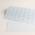 Delicate floral bouquets with vertical stripes - white jade green blue pattern Wrapping Paper Gallery Image 2