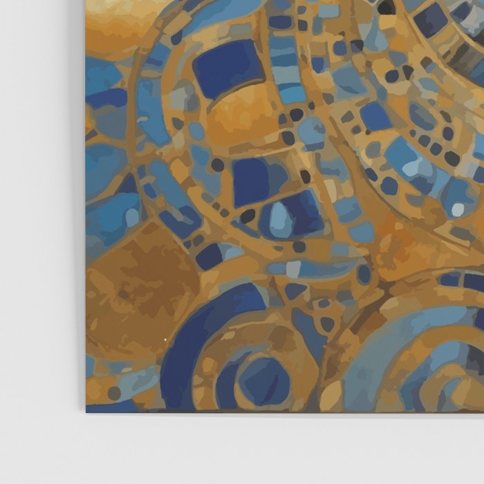 Klimt Black Cat Wearing Geometric Blue and Gold Poster Gallery Image 3