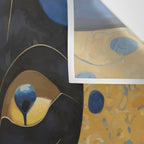 Klimt Black Cat Wearing Geometric Blue and Gold Wall Tapestry Gallery Image 3