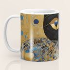 Klimt Black Cat Wearing Geometric Blue and Gold Coffee Mug Gallery Image 3