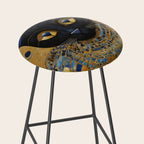 Klimt Black Cat Wearing Geometric Blue and Gold Stool Gallery Image 2