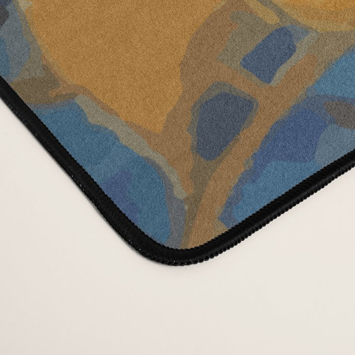 Klimt Black Cat Wearing Geometric Blue and Gold Desk Mat Gallery Image 4