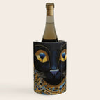 Klimt Black Cat Wearing Geometric Blue and Gold Wine Chiller Gallery Image 1