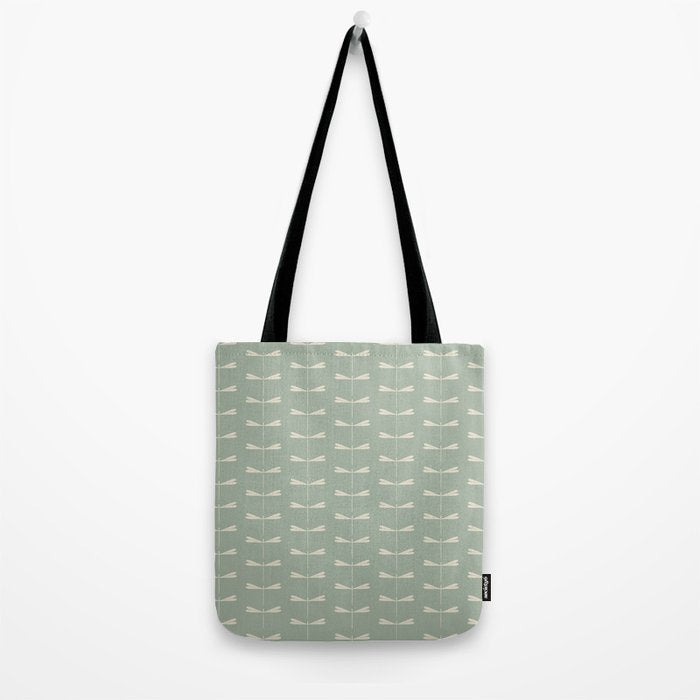 Dragonfly Pattern V Sage Green Tote Bag Gallery Image 2