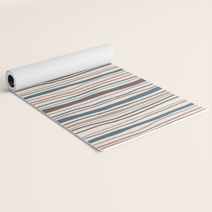Wonky lines - mocha mousse and teal Yoga Mat Gallery Image 2