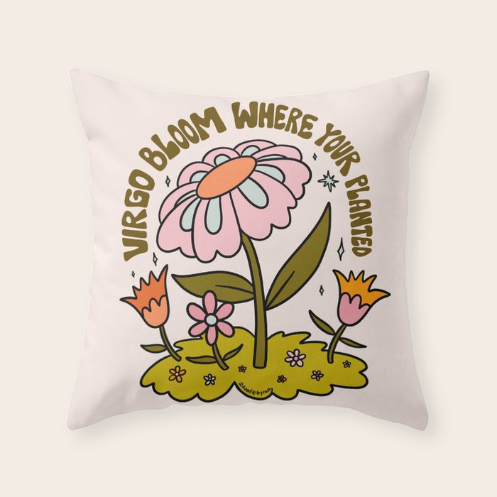 Virgo Flower Throw Pillow Gallery Image 6