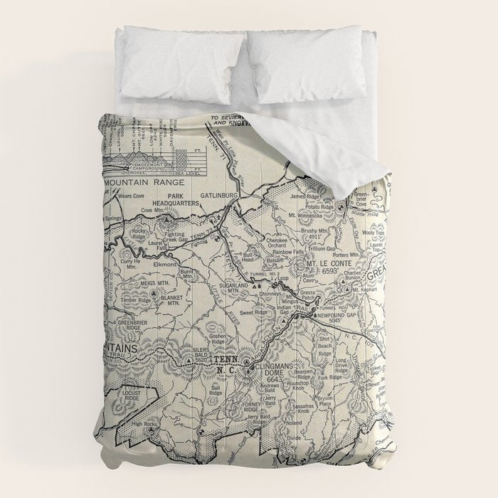 Historical Great Smoky Mountain National Park Map 1941 Comforter Gallery Image 6