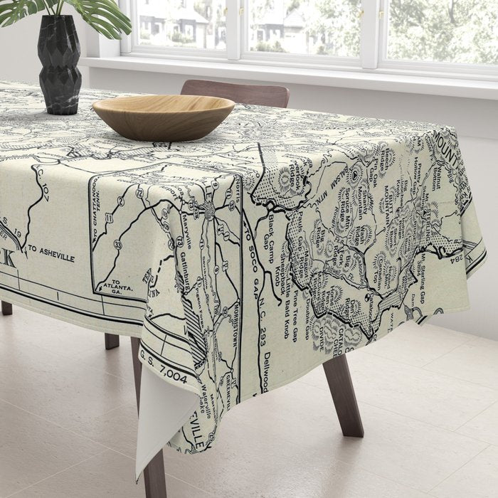 Historical Great Smoky Mountain National Park Map 1941 Tablecloth Gallery Image 3