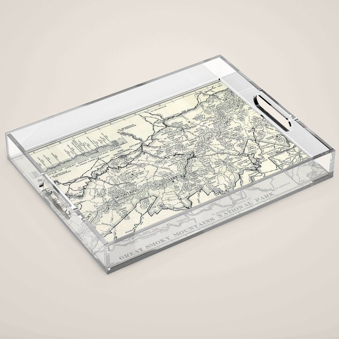 Historical Great Smoky Mountain National Park Map 1941 Acrylic Tray Gallery Image 1