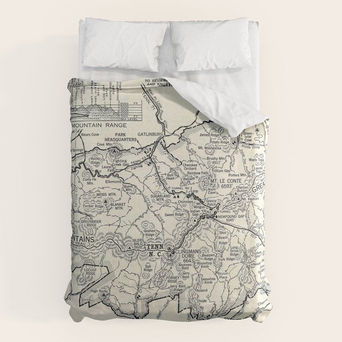 Historical Great Smoky Mountain National Park Map 1941 Duvet Cover Gallery Image 6