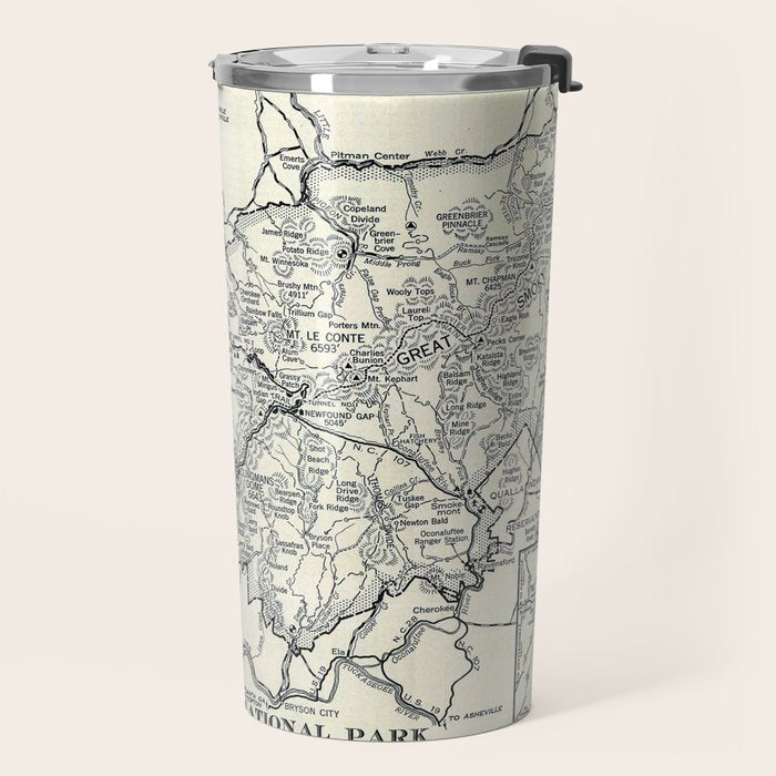 Historical Great Smoky Mountain National Park Map 1941 Travel Mug Gallery Image 2