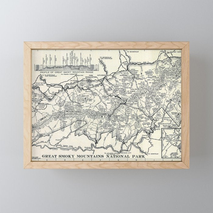 Historical Great Smoky Mountain National Park Map 1941 Mini Art Print Gallery Image 1
